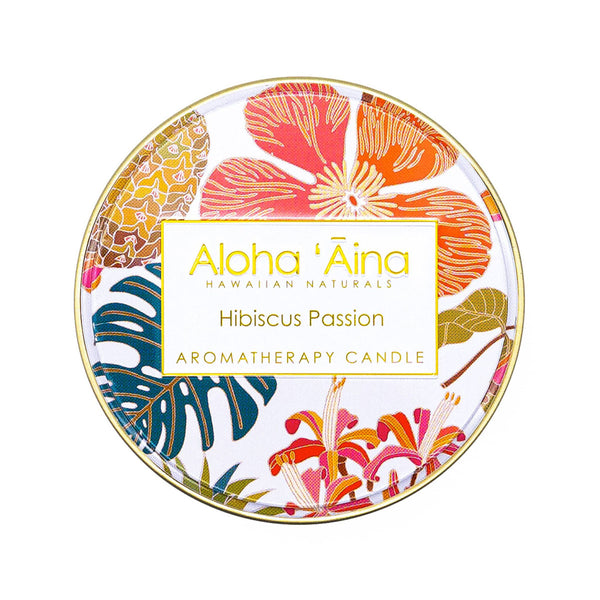 Aloha 'Aina Hibiscus Passion Scented Hawaiian Aromatherapy Candle Top