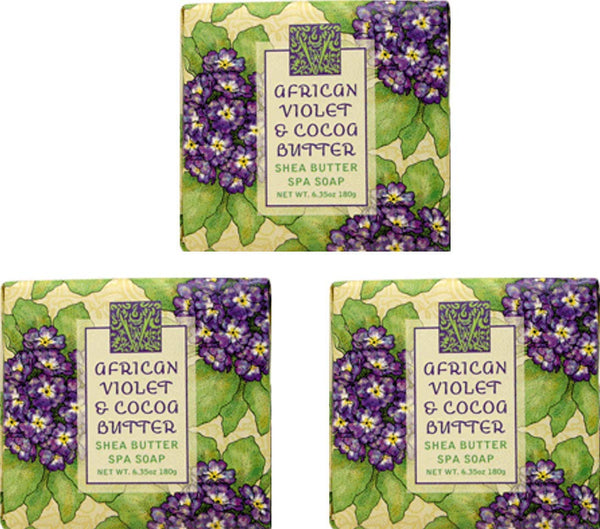 African Violet & Cocoa Butter Bar Soap 6.35 oz 3 pack
