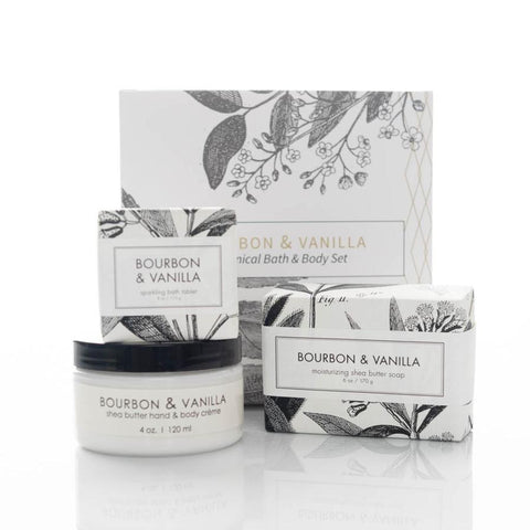 Bourbon & Vanilla Scented Botanical Bath And Body Gift Set
