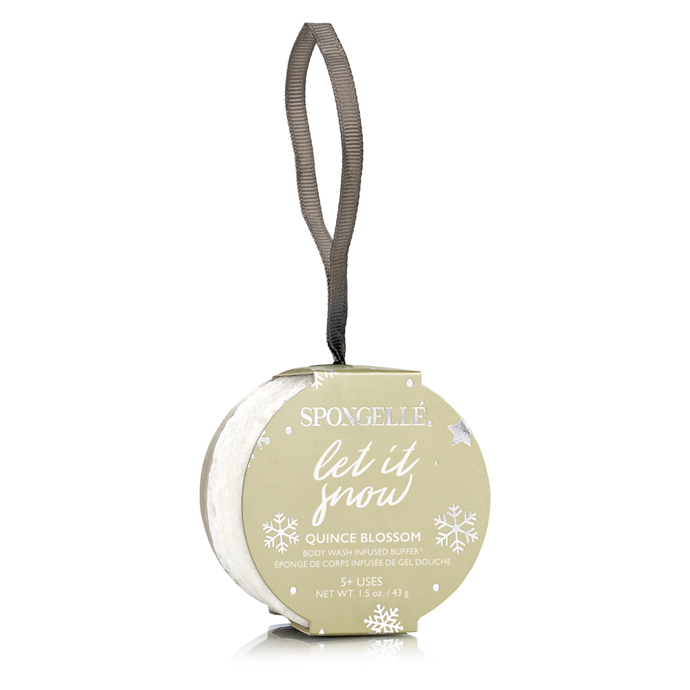 Holiday Ornament Body Buffer – Let It Snow (Quince Blossom) By Spongelle