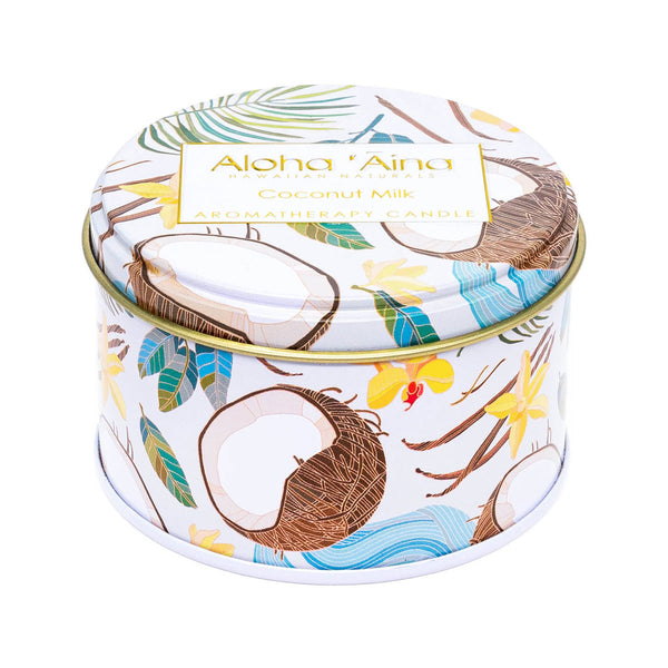 Aloha 'Aina Coconut Milk Scented Hawaiian Aromatherapy Candle Tin