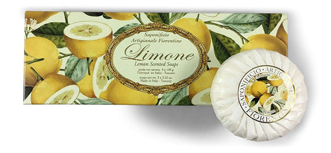 Lemon (Limone) Scented Set of 3 x 3.52 oz Round Soaps