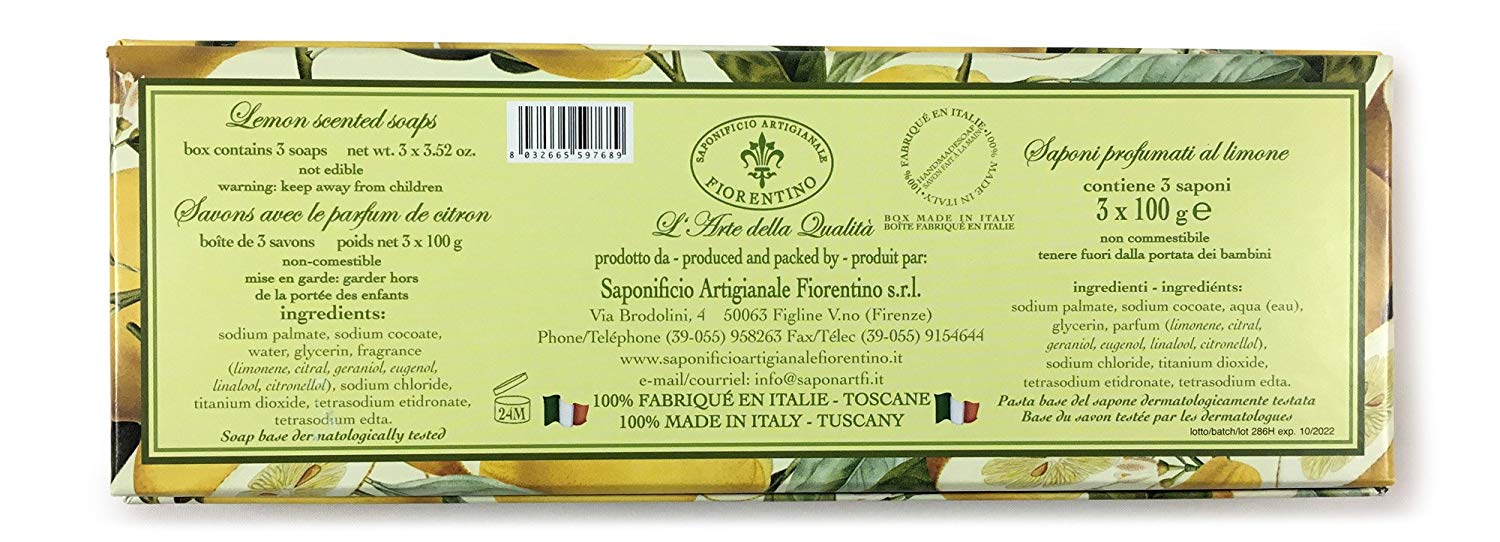 Lemon (Limone) Scented Set of 3 x 3.52 oz Round Soaps