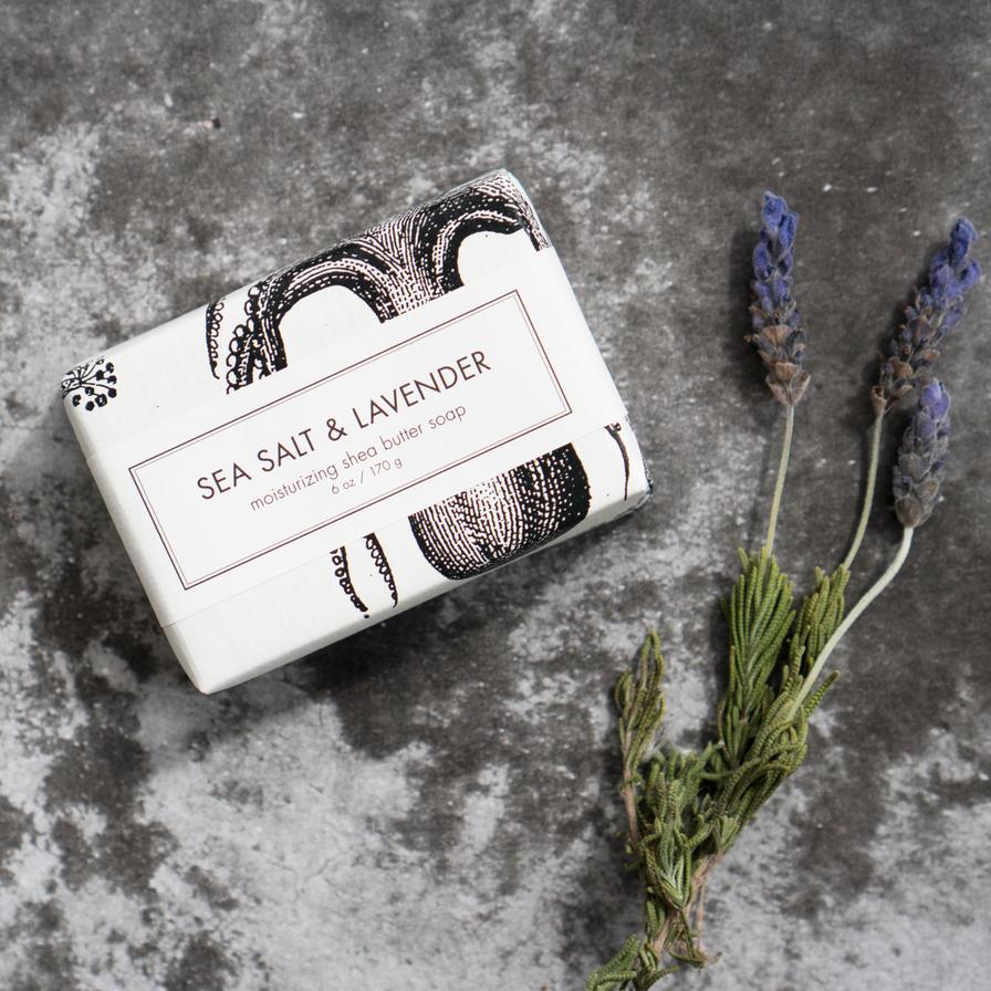 Sea Salt & Lavender Scented 6 oz Shea Butter Bar Soap
