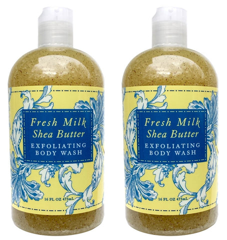 Fresh Milk Shea Butter Scented Exfoliating Body Wash 16 oz (2 Paack)