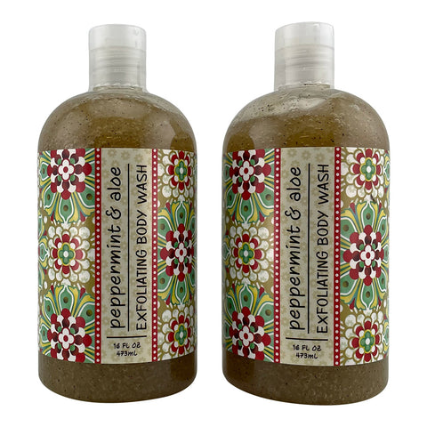 Peppermint & Aloe Scented Exfoliating Body Wash 16 Fl. Oz. (2 Pack)