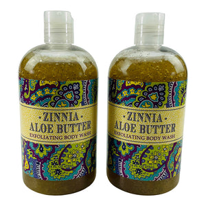Zinnia Aloe Butter Scented Exfoliating Body Wash 16 Fl. Oz. (2 Pack)
