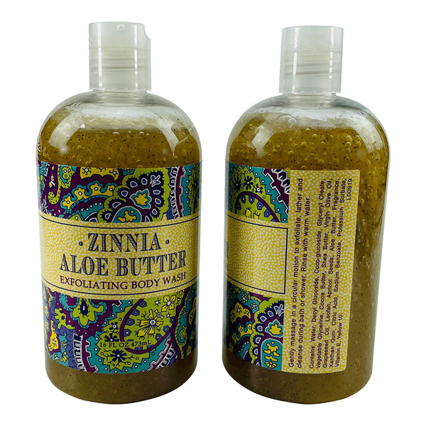 Zinnia Aloe Butter Scented Exfoliating Body Wash 16 Fl. Oz. (2 Pack) Ingredients