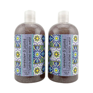 Lavender & Jojoba Scented Exfoliating Body Wash 16 oz (2 Pack)