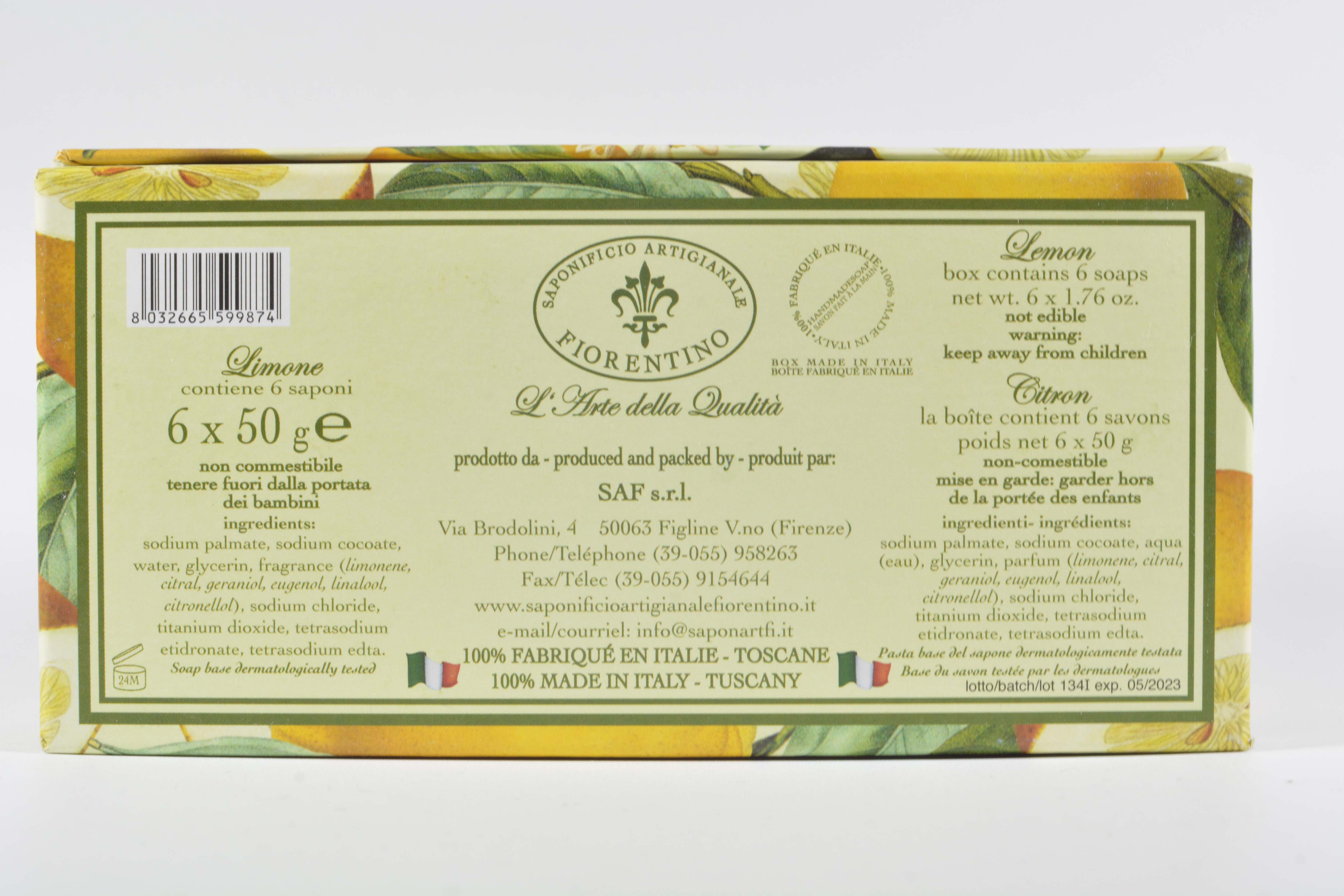 Lemon (Limone) Scented Set of 6 x 1.76 oz Round Soaps