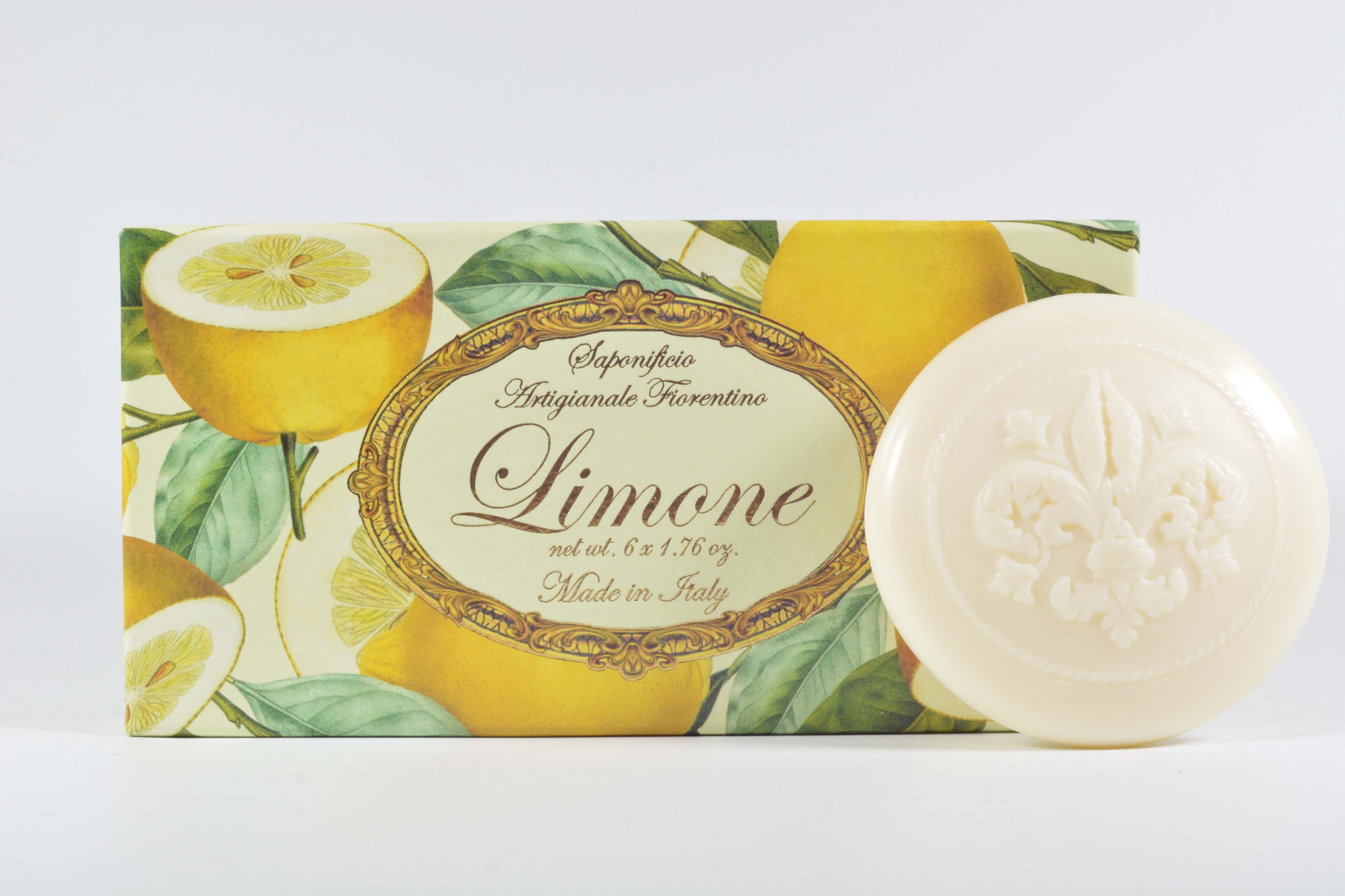 Lemon (Limone) Scented Set of 6 x 1.76 oz Round Soaps