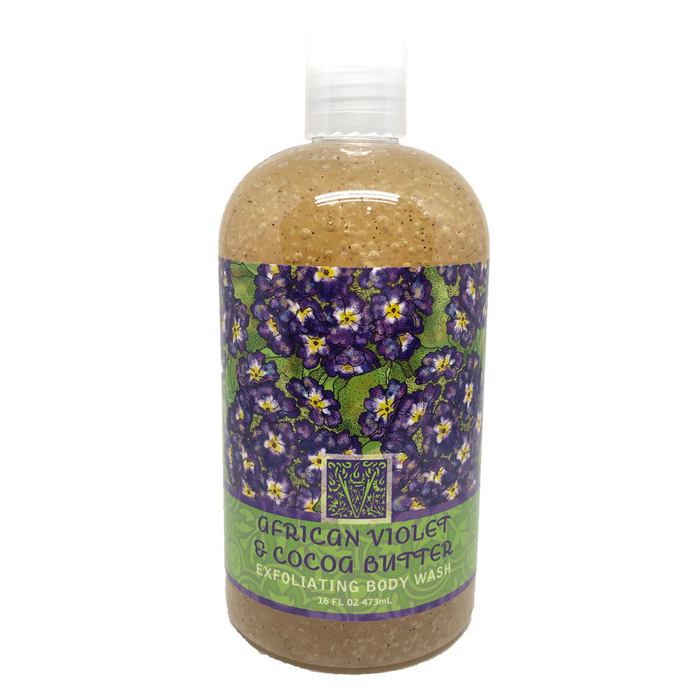 African Violet & Cocoa Butter Scented Exfoliating Body Wash 16 Fl. Oz.