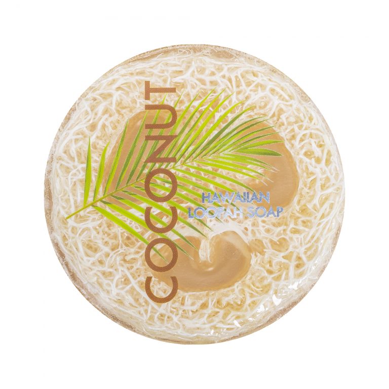 Coconut Scented with Sea Salt & Kukui Oil 4.7 oz Hawaiian Loofah Soap By Maui Soap Company