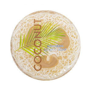 Coconut Scented with Sea Salt & Kukui Oil 4.7 oz Hawaiian Loofah Soap By Maui Soap Company
