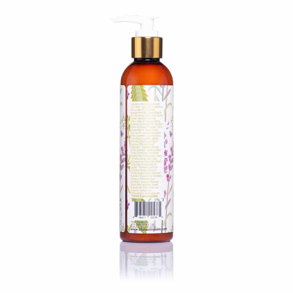 Aloha ‘Aina Lavender Fields Scented 8 oz Hawaiian Aromatherapy Pure Body Lotion Back Label