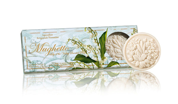 Ischia Collection Soap Set of 3 - 4.40 oz Round Soaps Lily Of The Valley