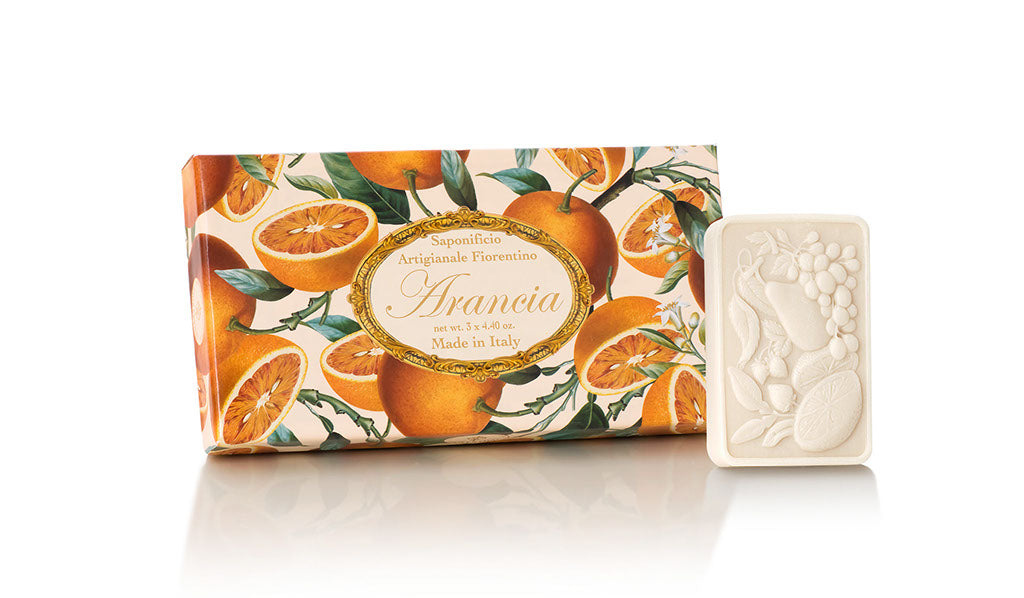 Orange (Arancia) Scented Set of 3 x 4.40 oz Rectangular Soaps By Saponificio Artigianale Fiorintiono