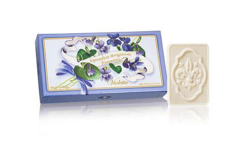 Violet (Violetta) Scented Set of 3 x 4.40 oz Rectangular Soaps By Saponificio Artigianale Fiorentino
